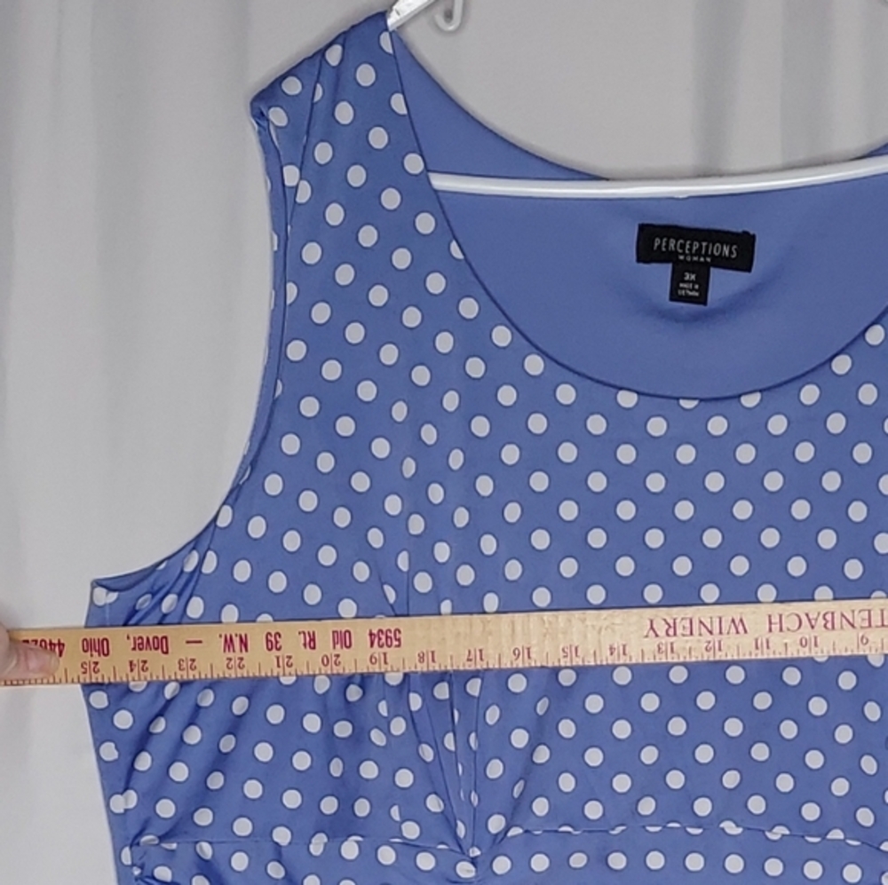Perceptions Empire‎ Dress 3X Sky Blue Polka-Dot Retro Classic Pinup - Picture 5 of 9